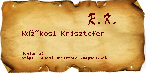 Rákosi Krisztofer névjegykártya